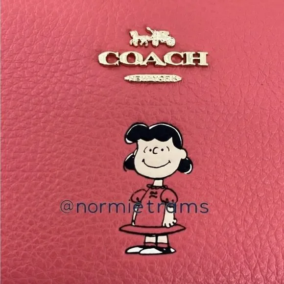 Coach X Peanuts Leather Snap Wallet With Lucy Bag Purse